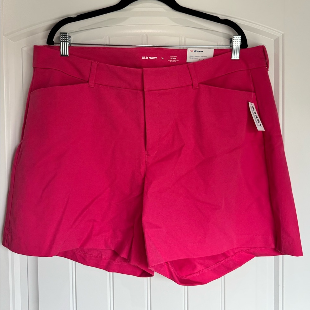 Old Navy Pixie Shorts Women Size 18 High Rise Bright Pink Smooth Pockets NWT